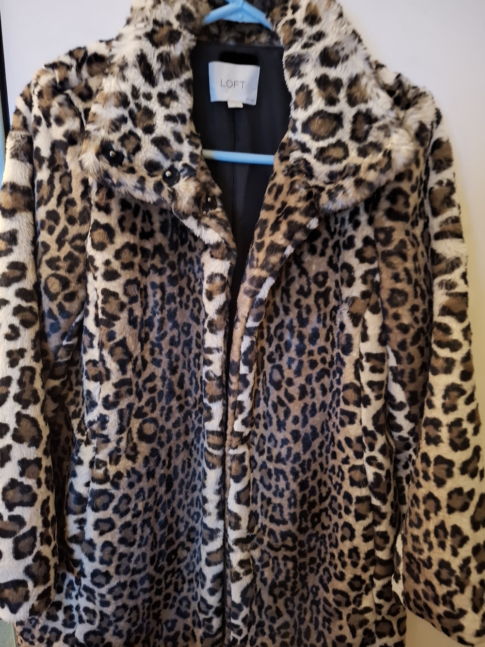 LOFT Leopard-Print Faux Fur Coat in Brown and Cream
